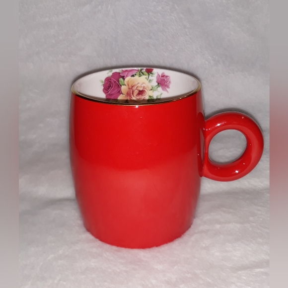 Rare Vintage Yong Feng Yuan Auratic Chinese Porcelain Bone China Red & Roses Cup - Picture 4 of 9